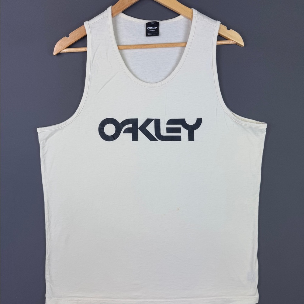 Vintage Y2K Oakley Sunglass Spell Out Logo Tank Top Large Streetwear Hype Demon